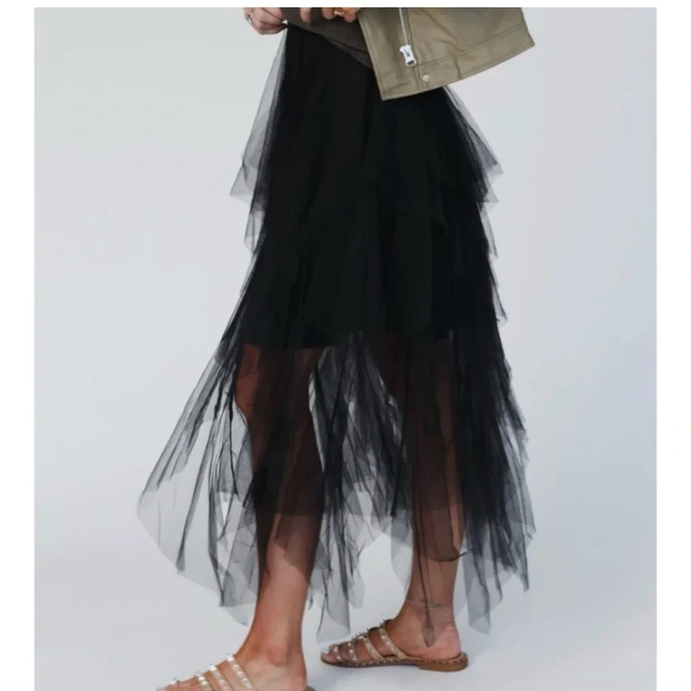 Three Bird Nest Black Layered Tulle Ballerina Skirt - Picture 2 of 9